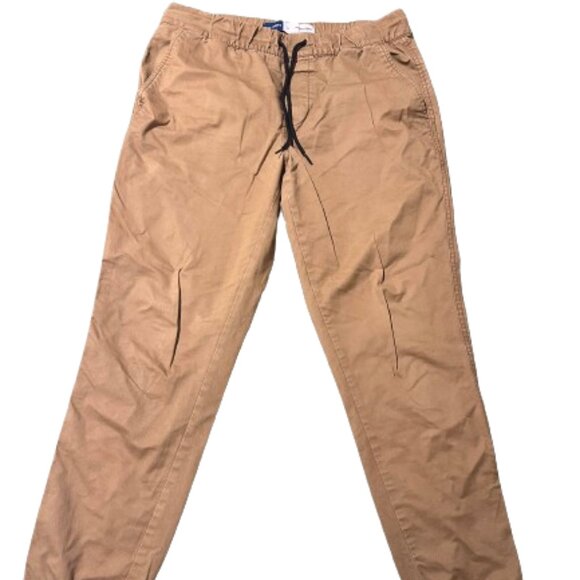 🤎 Comfy Stretch Khaki Jogger Pants with Waistband & Ankle Wrap - Picture 1 of 5